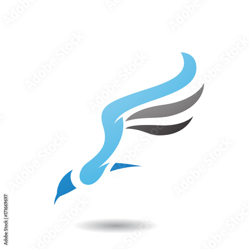 Abstract Symbol of Long Wing Bird Icon
