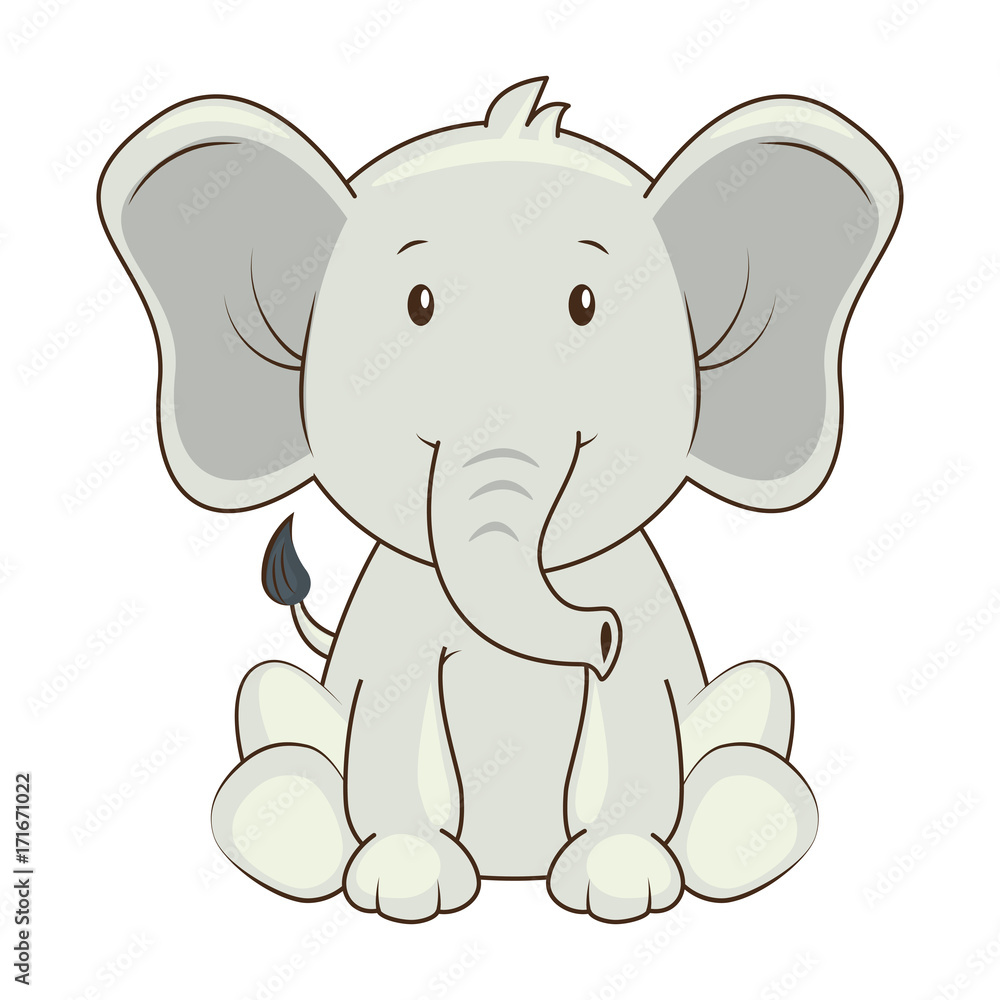 cute elephant character icon