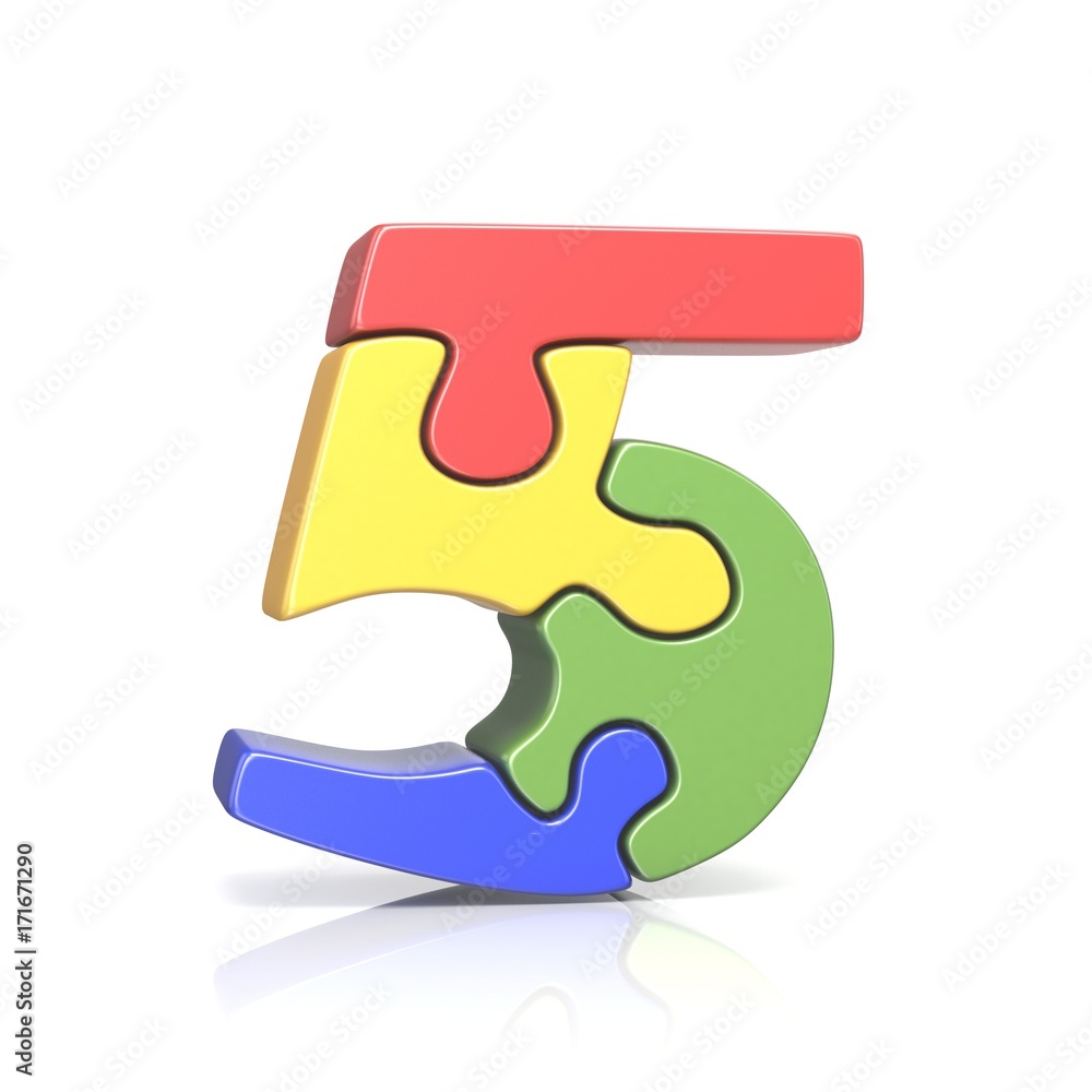 Puzzle jigsaw number FIVE 5 3D Puzzle jigsaw number FIVE 5 3D
