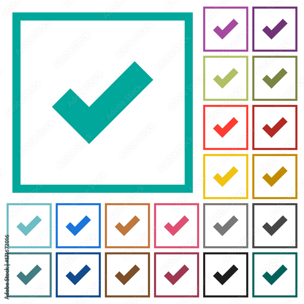 Ok flat color icons with quadrant frames Ok flat color icons with quadrant frames