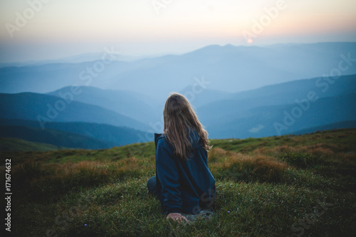 Girl in Beautiful Mountains