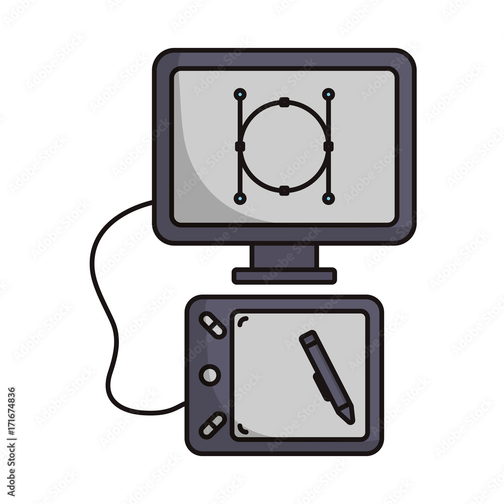 computer with graphic tablet icon over white background computer vector illustration computer with graphic tablet icon over white background computer vector illustration