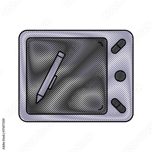 graphic tablet icon over white background vector illustration