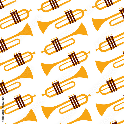 Photography trumpet jazz instrument seamless pattern image vector illustration