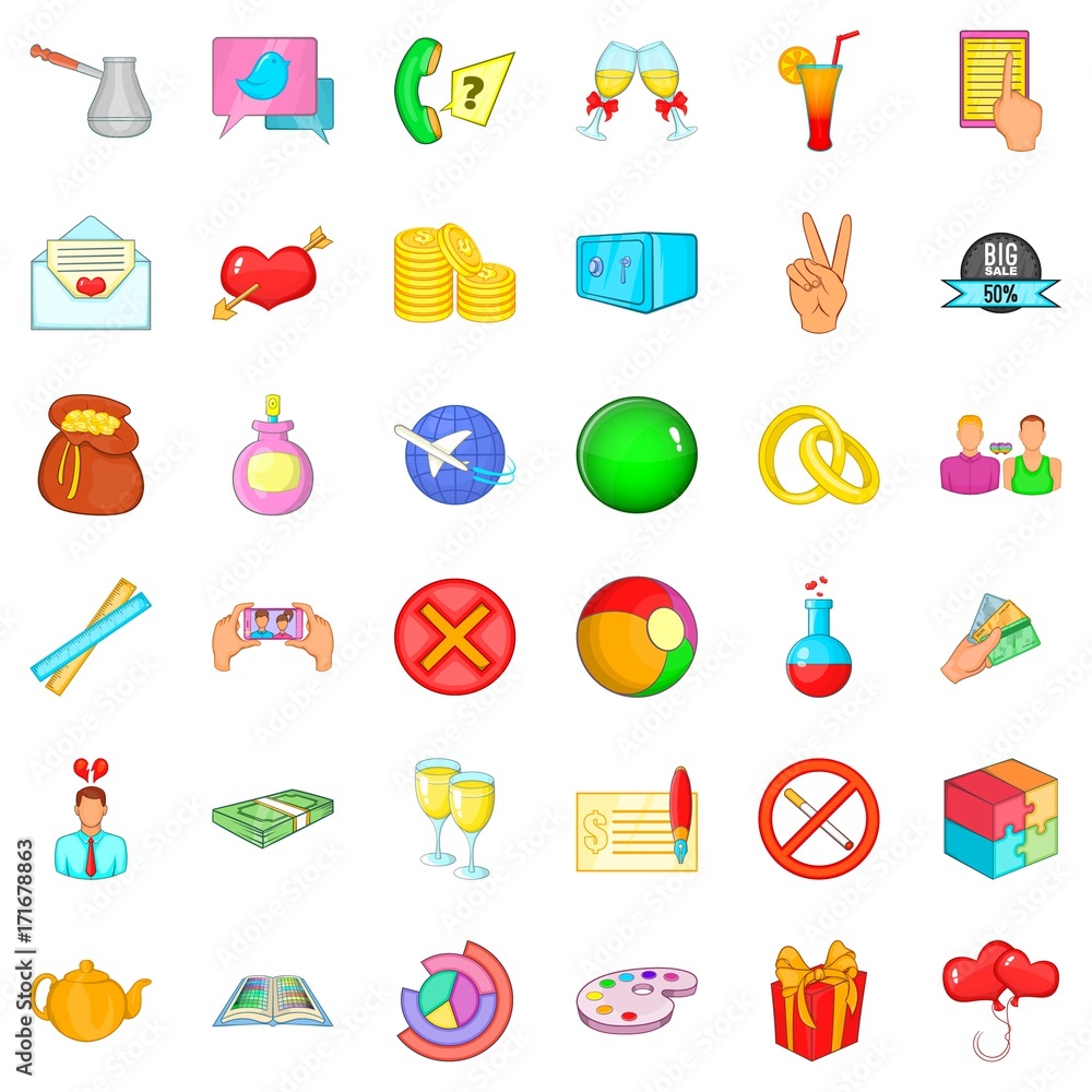 Twitter icons set, cartoon style Twitter icons set, cartoon style