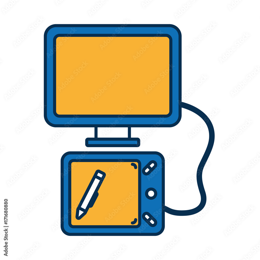 Naklejka premium computer with graphic tablet icon over white background computer vector illustration