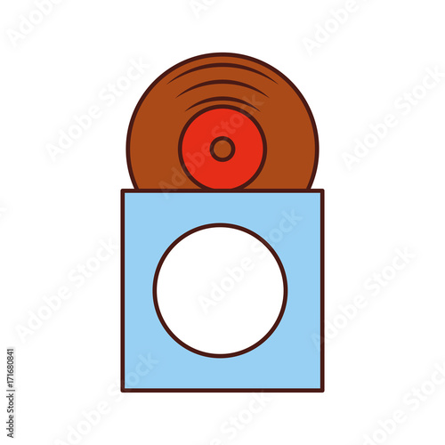 music album cover with vinyl record disk in papercase vector illustration photo