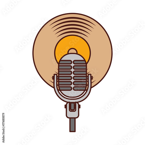 microphone music vinyl disk vintage cartoon vector illustration