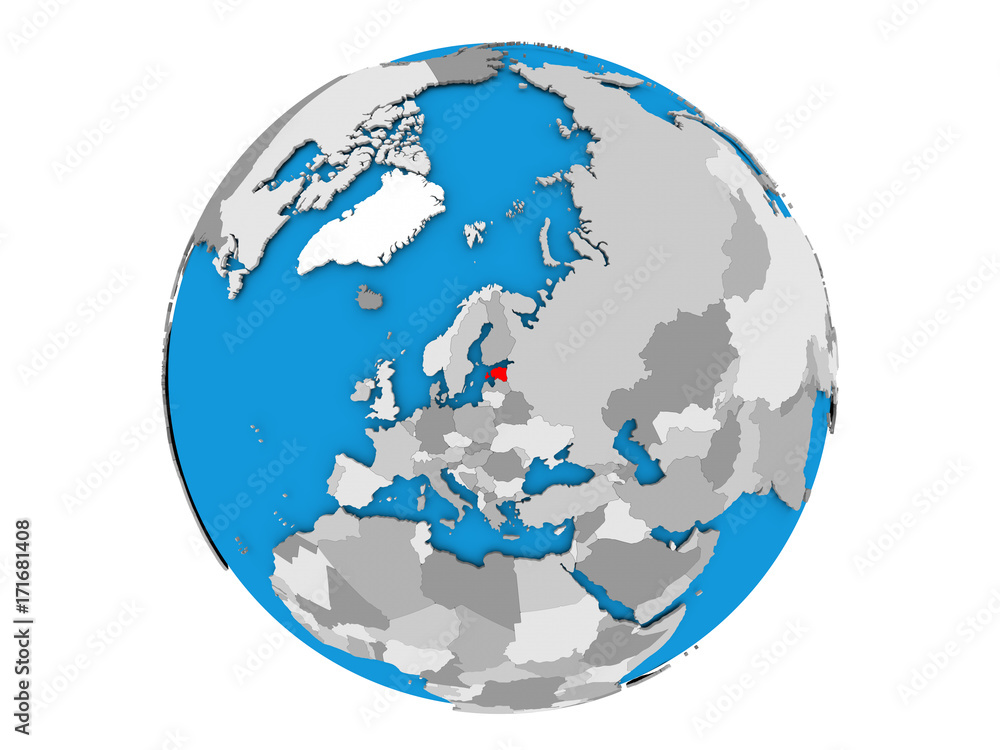 Naklejka premium Estonia on globe isolated