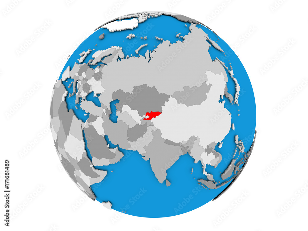 Kyrgyzstan on globe isolated Kyrgyzstan on globe isolated