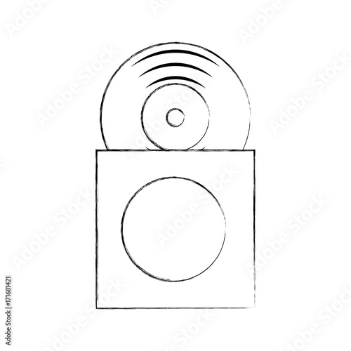 music album cover with vinyl record disk in papercase vector illustration photo