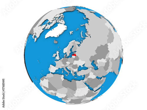 Latvia on globe isolated