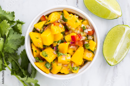 Freshly made mango salsa photo