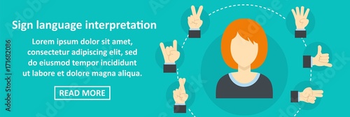 Sign language interpretation banner horizontal concept