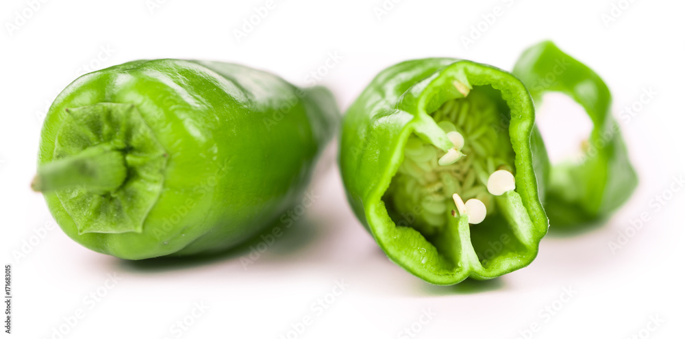 Raw Pimientos isolated on white background Raw Pimientos isolated on white background