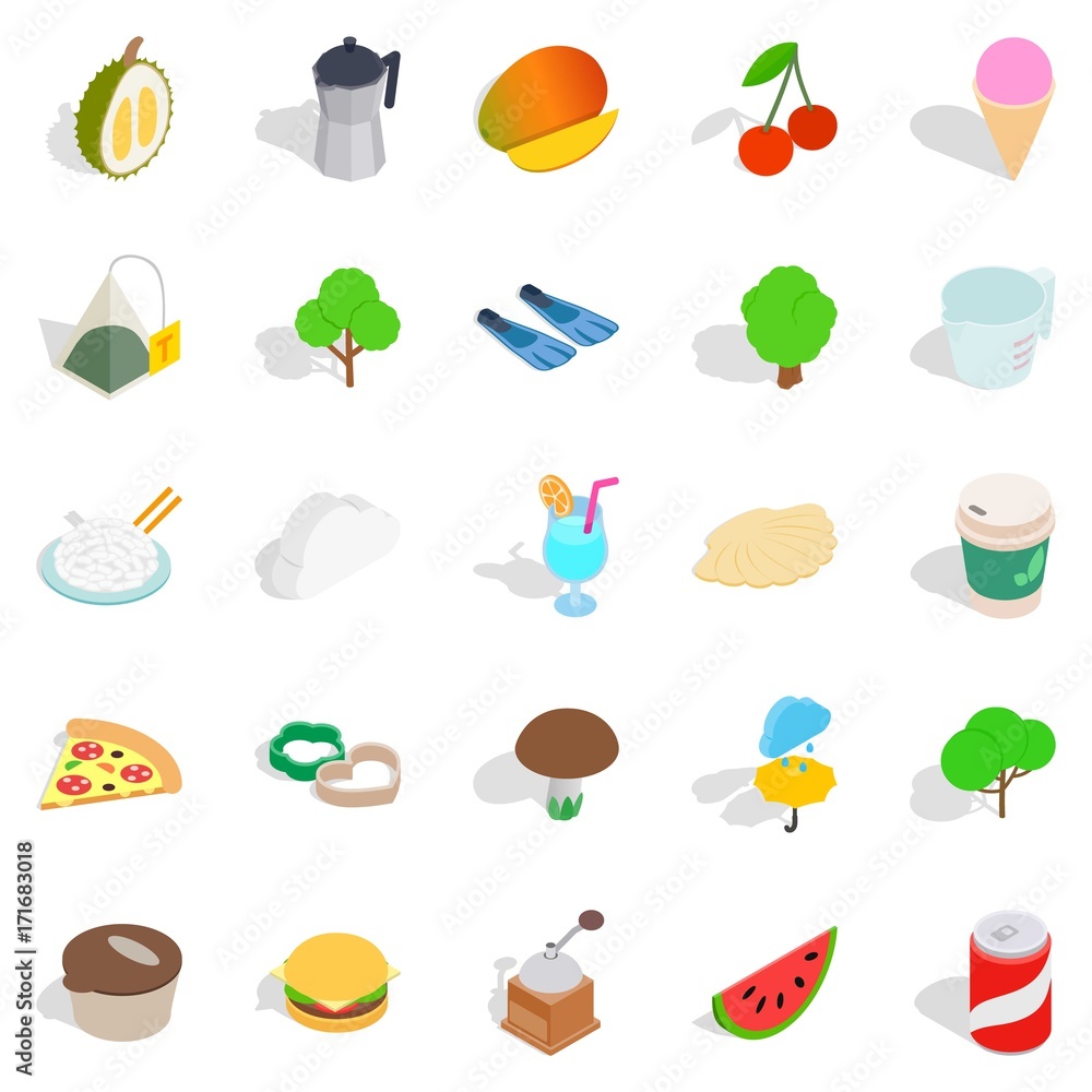 House on the farm icons set, isometric style House on the farm icons set, isometric style