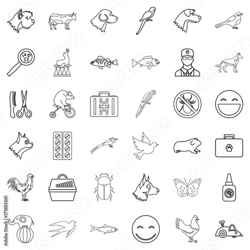 Carry icons set  outline style