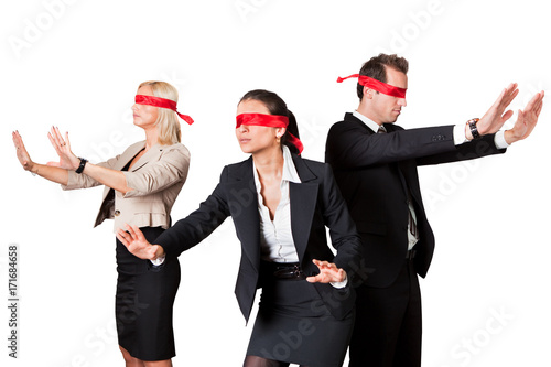 Photography Group of disoriented businesspeople