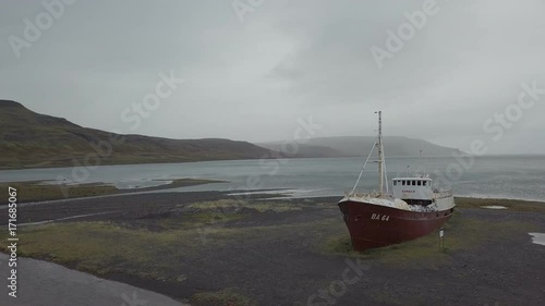 Gardar BA 64 ship wreck in Patrekfjordur, Westfjords, Iceland. photo