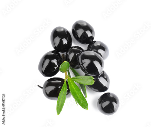 Ripe olives on white background