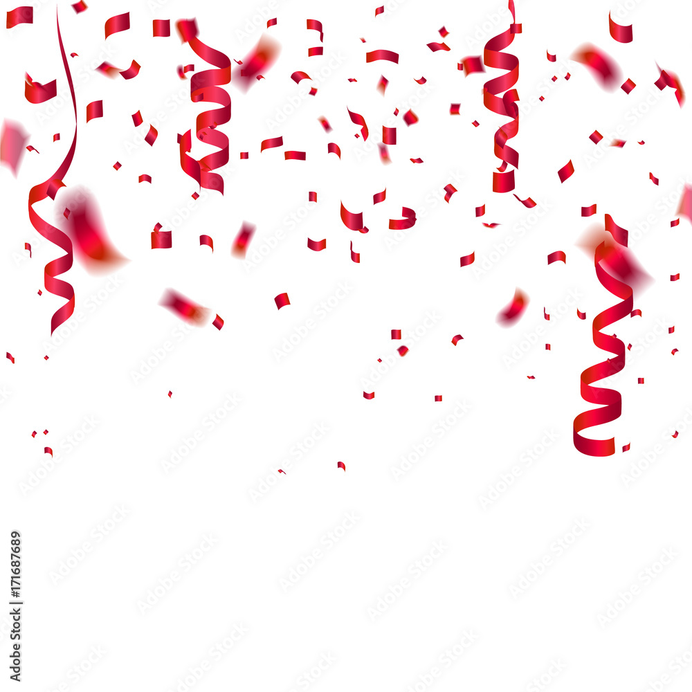 Celebration background frame template with confetti and red ribbons. Vector illustration Celebration background frame template with confetti and red ribbons. Vector illustration