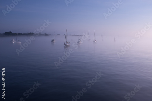 Morning fog in Salem harbor