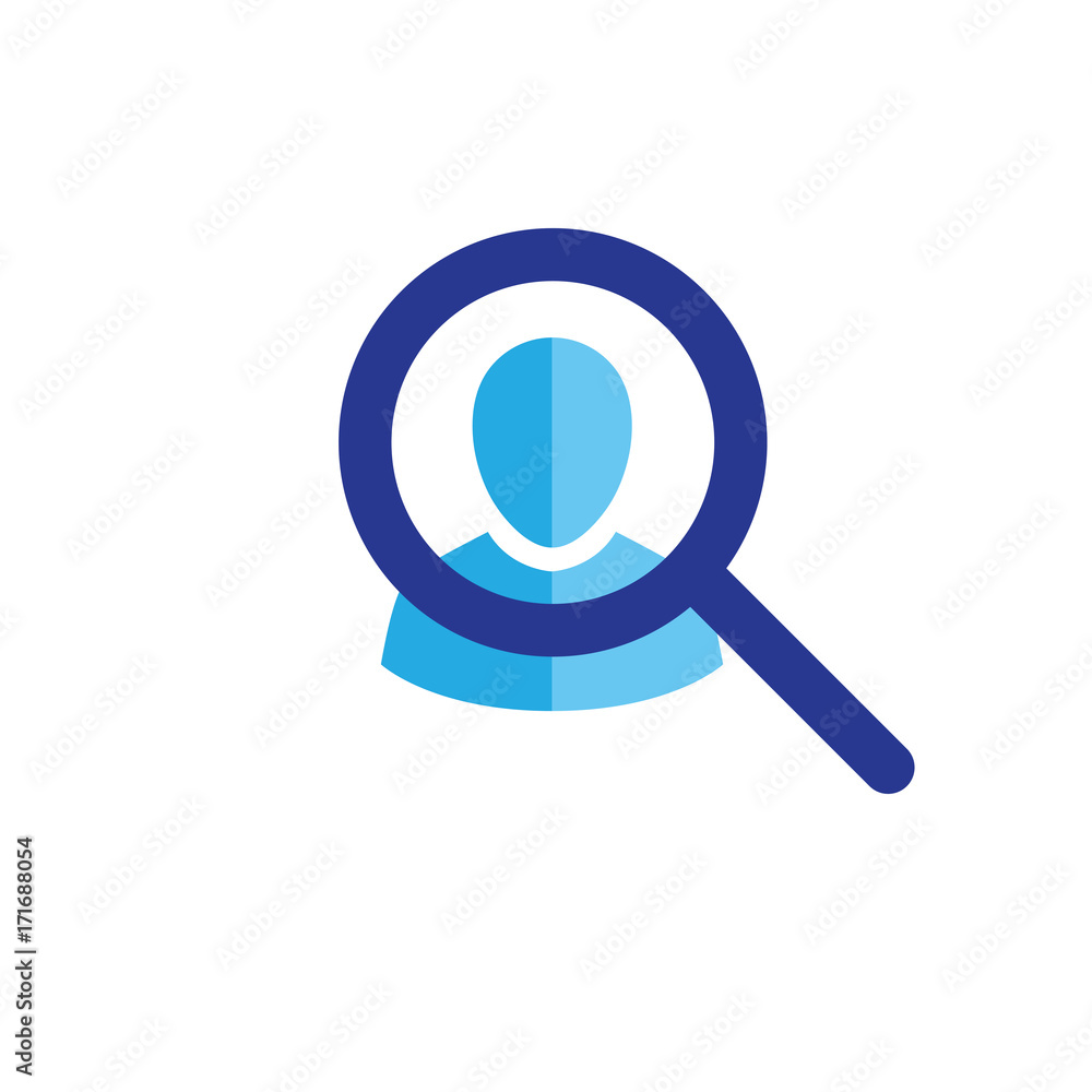 Target market icon with people & magnifying glass Target market icon with people & magnifying glass