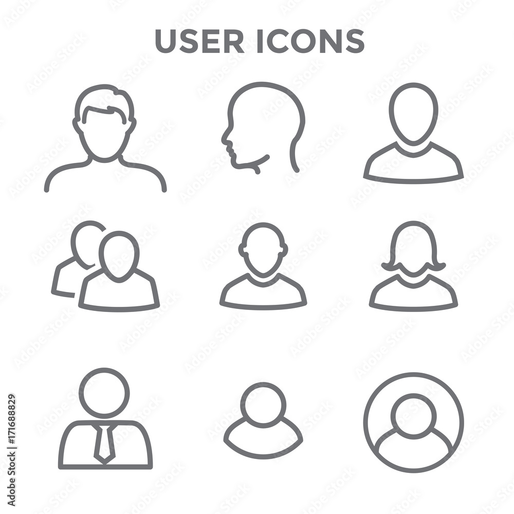 User Icon Set with Man, Woman, & Multiple People User Icon Set with Man, Woman, & Multiple People