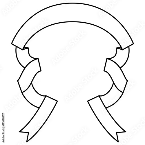 ribbon decorative monochrome silhouette in shape of arch with several folds vector illustration