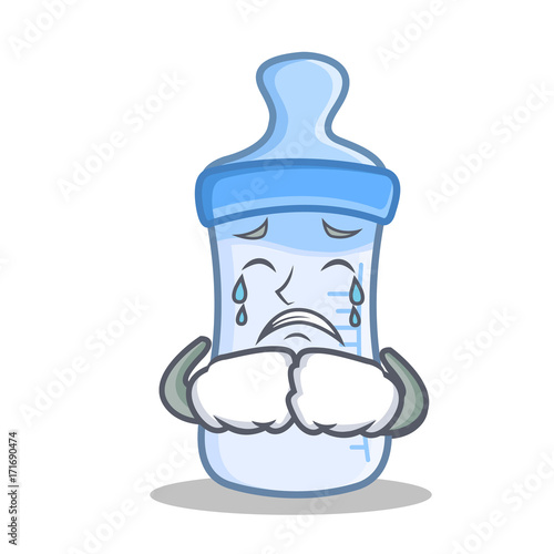 Crying baby bottle character cartoon