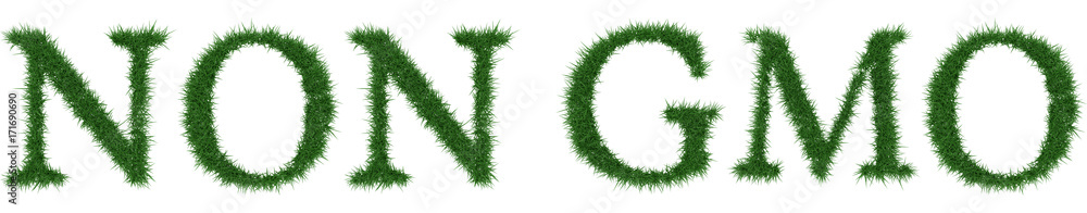 Non Gmo - 3D rendering fresh Grass letters isolated on whhite background. Non Gmo - 3D rendering fresh Grass letters isolated on whhite background.