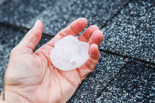 Hail in a hand after hailstorm