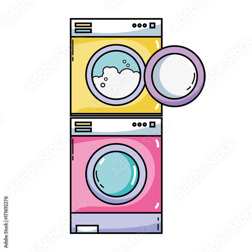 electronic washing machine and dryer to clean vector illustration