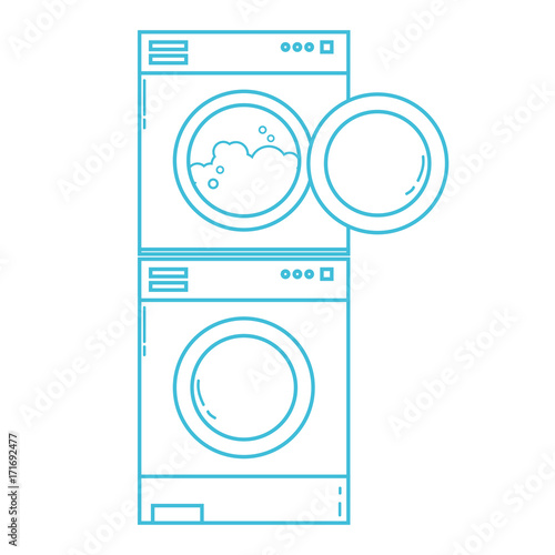 line electronic washing machine and dryer to clean vector illustration