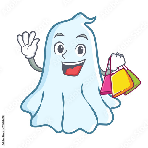 Shopping cute ghost character cartoon