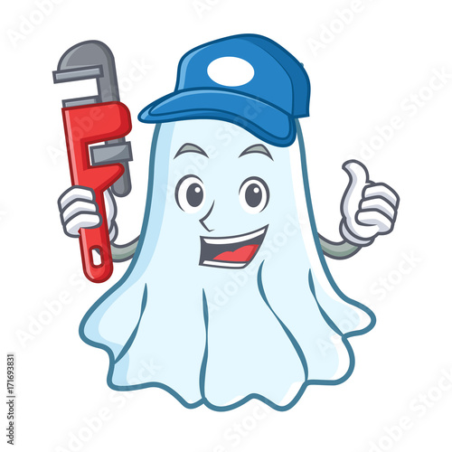 Plumber cute ghost character cartoon