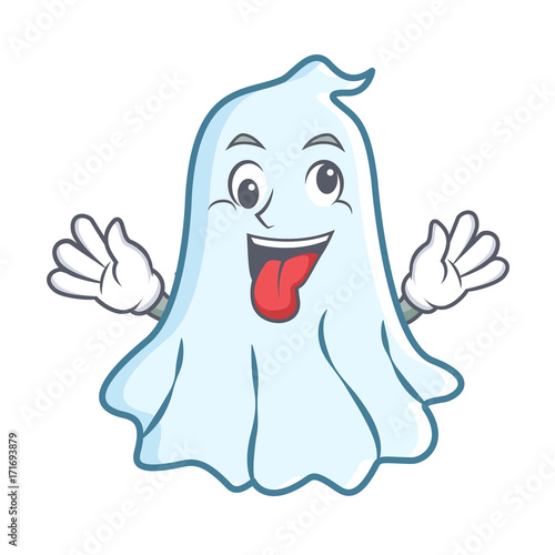 Crazy cute ghost character cartoon