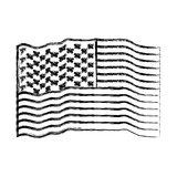 flag united states of america waving monochrome blurred silhouette on white background vector illustration