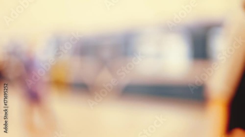 Wallpaper Mural Motion blurred of peoples walking on the subway platform with moving underground train Torontodigital.ca