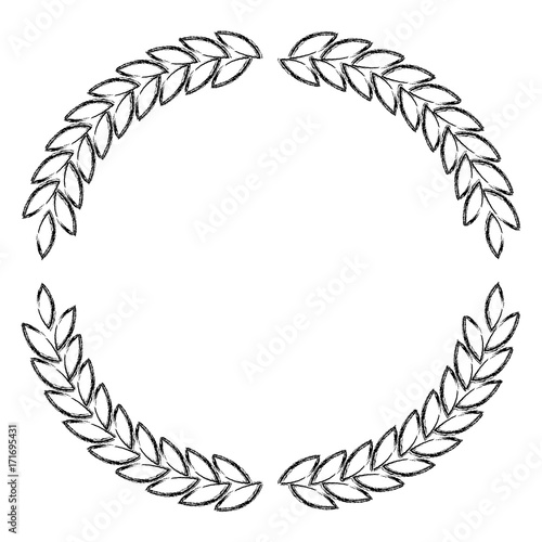 olive branches forming circle in monochrome blurred color vector illustration