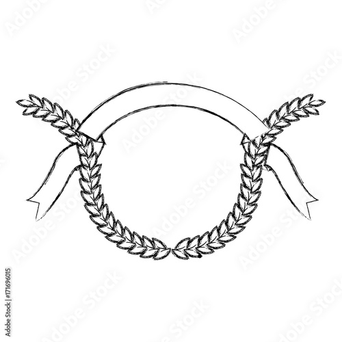 monochrome blurred olive branches and ribbon on top vector illustration