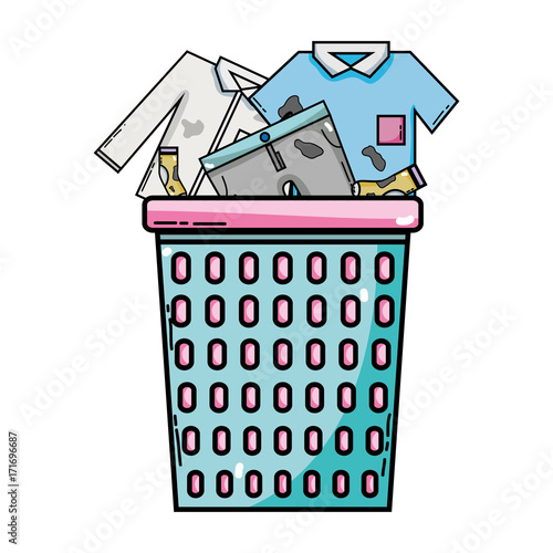 basket design with dirty clothes inside vector illustration