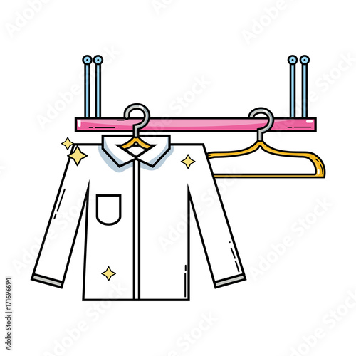 shelf design with clothes hanging icon vector illustration