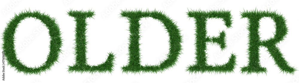 Older - 3D rendering fresh Grass letters isolated on whhite background. Older - 3D rendering fresh Grass letters isolated on whhite background.