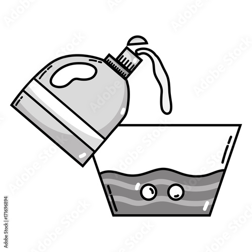 grayscale water pail design with softener bottle plashing vector illustration