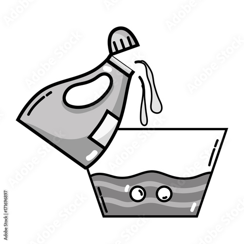 grayscale water pail design with softener bottle plashing vector illustration