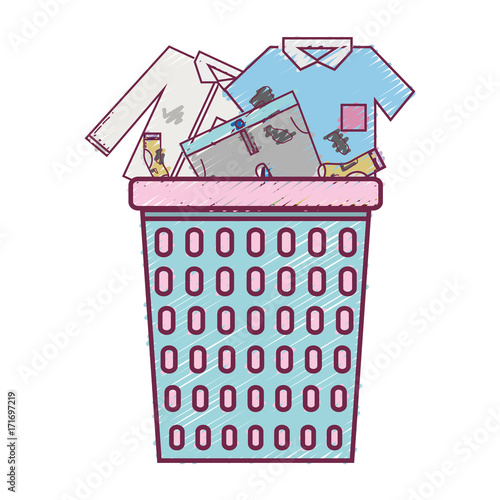 basket design with dirty clothes inside vector illustration