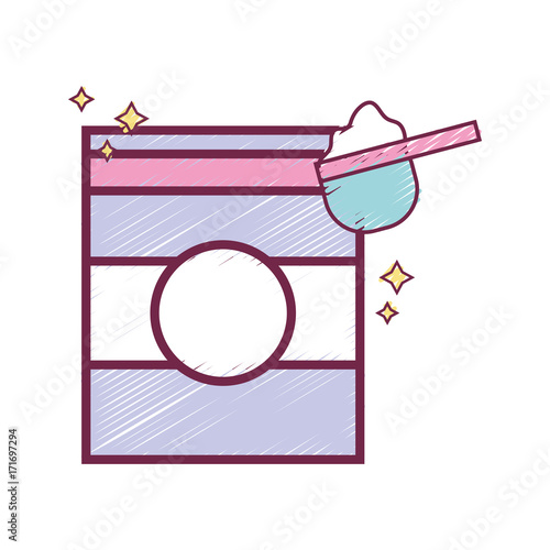 nice detergent in box to clean clothes vector illustration