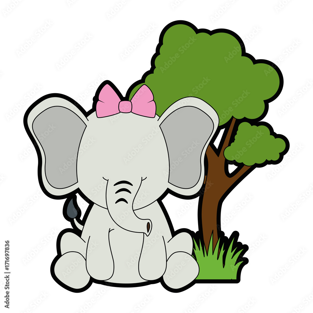 Obraz premium cute elephant in landscape