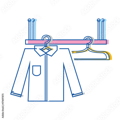 shelf design with clothes hanging icon vector illustration